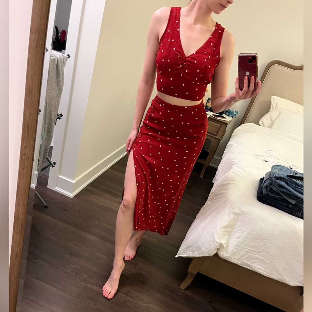 Vintage Style Red Polka Dot Skirt Set - Picture 11 of 14